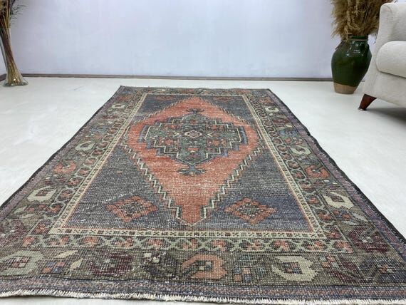 3.6x6.0ft, Handmade Oushak Area Rug, Vintage ...