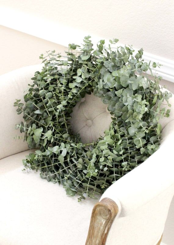 Fresh Baby Blue Eucalyptus Wreath, Living Fro...