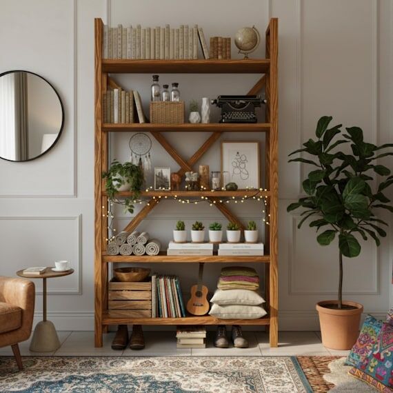 Handmade Solid Wood Bookshelf – Scandinavia...