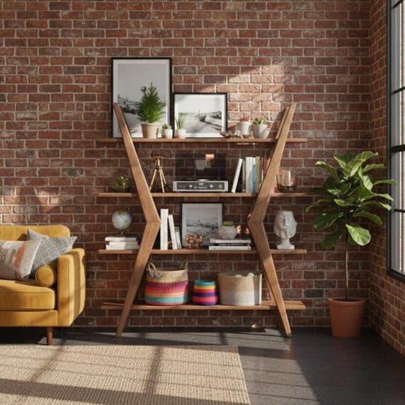 Modern Z Shape Wooden Bookshelf – Handmade ...