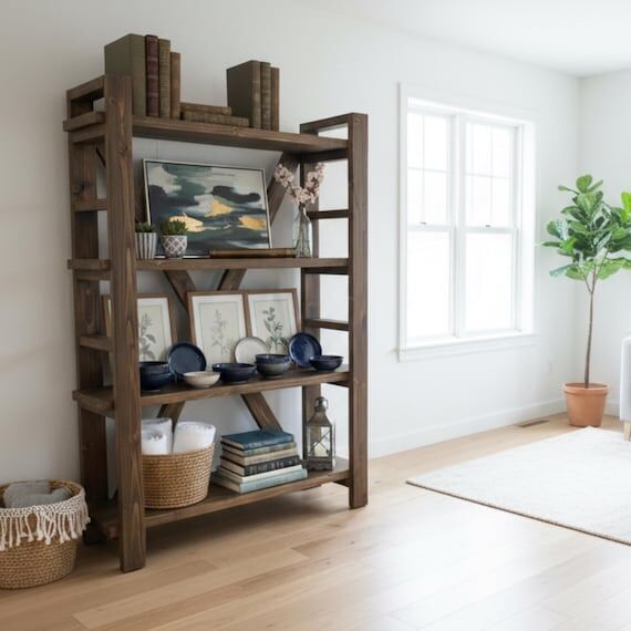 Handcrafted (No Social Media)-Frame Solid Wood Bookshelf – ...