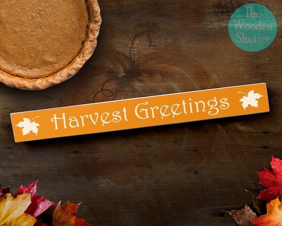 Harvest Greetings Wooden Shelf Sitter: Rustic...