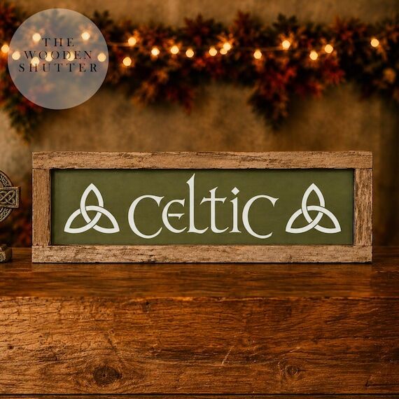 Celtic Sign with Triquetra Knot, Rustic Irish...