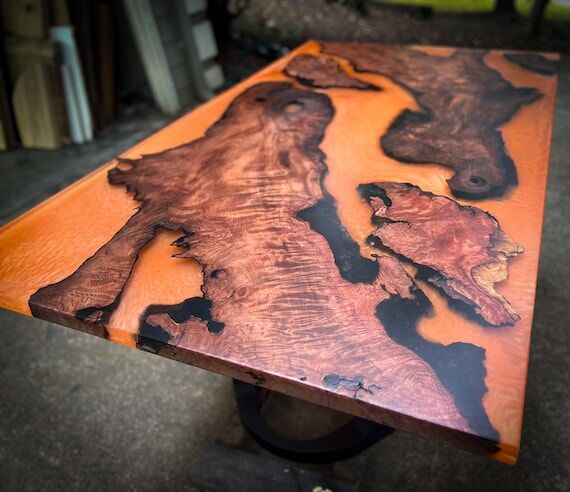 Custom Redwood Epoxy Dining Table | Live Edge...
