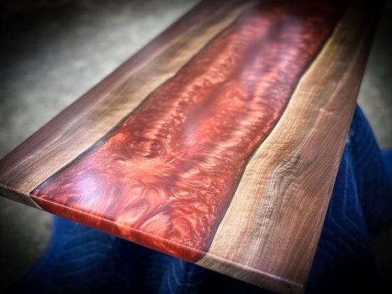 Custom Walnut Epoxy Resin River Bench...