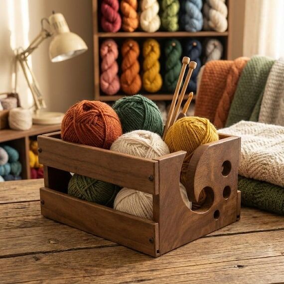Handmade Ash Wood Yarn Organizer – Knitting...