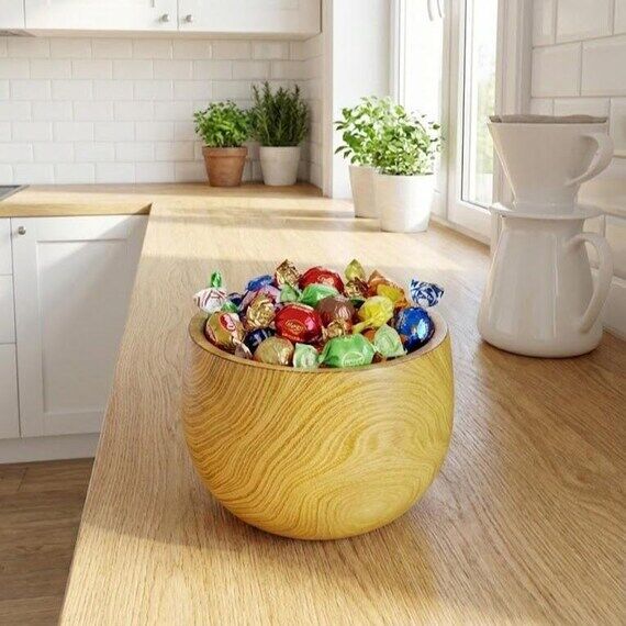 Unique Acacia Wood Bowl, Small Handmade Decor...