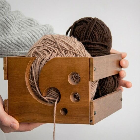 Handmade Ash Wood Yarn Organizer: Knitting & ...
