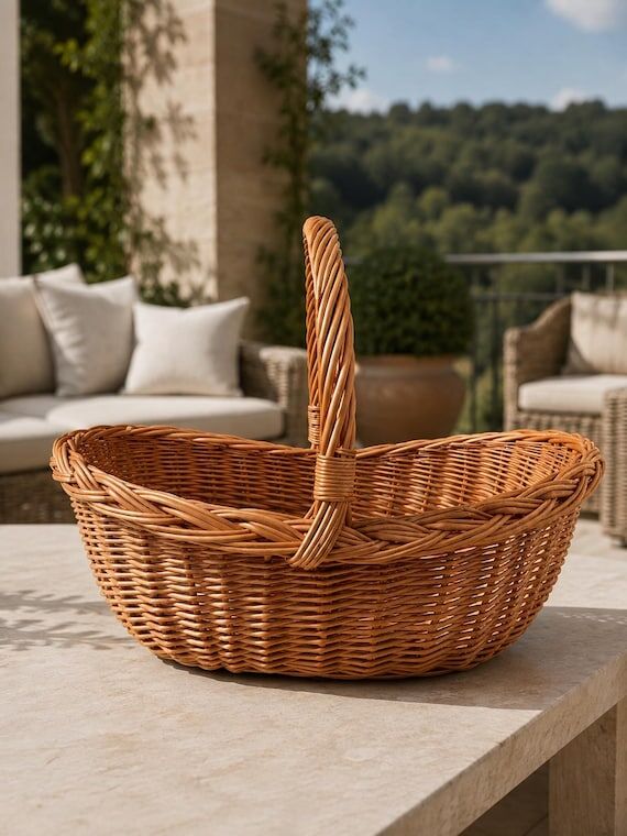 Handmade Wicker Basket: Boat-Shaped Willow St...