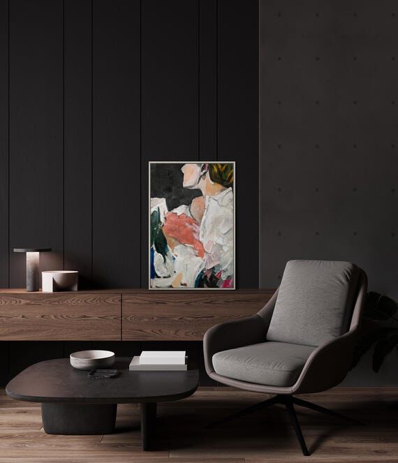 Small Figurative Painting Woman Portrait, Tex...