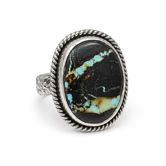 Blackjack Turquoise Sterling Silver Ring Size...