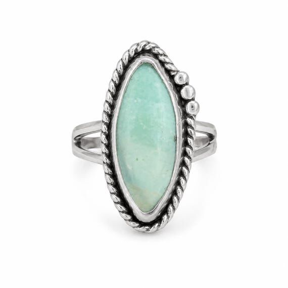Blue Opal Petrified Wood Ring, Sterling Silve...
