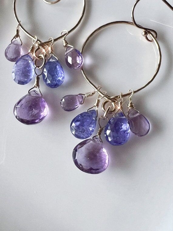 Handmade Amethyst Tanzanite Goldfilled Chande...