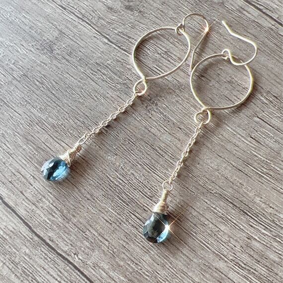 London Blue Topaz Drop Earrings: Goldfilled o...