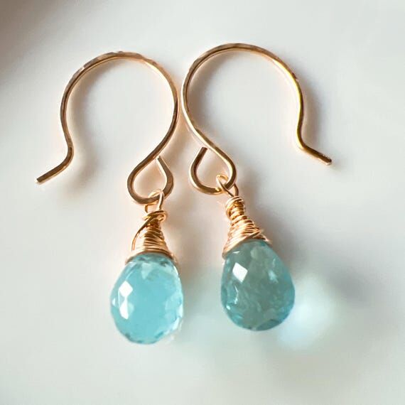 Handcrafted Aquamarine Earrings: Goldfilled W...