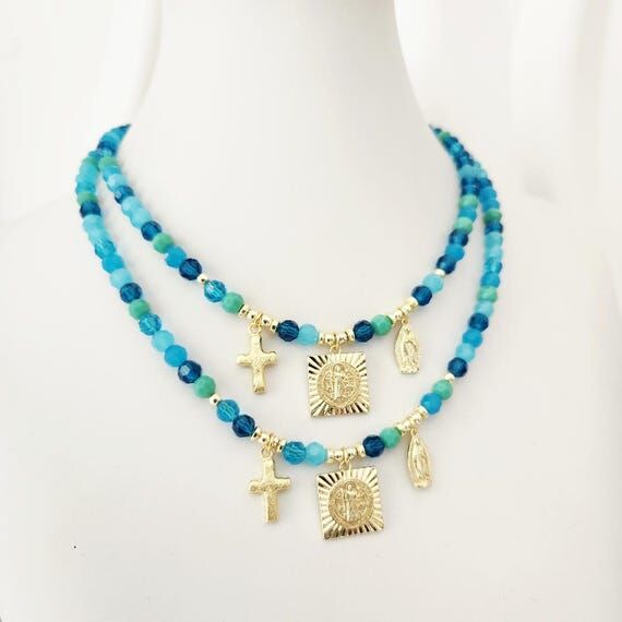 Saint Benedict , Virgin Scapular Necklace:Da...