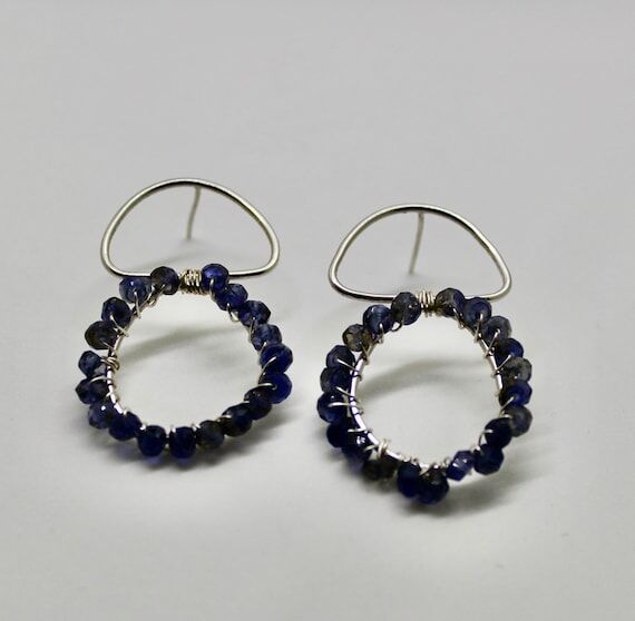 Handmade Sterling Silver Iolite Drop Earrings...