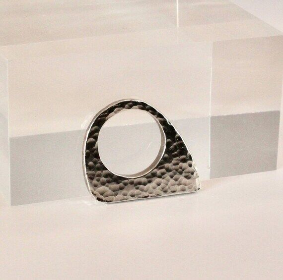 Geometric Hammered Sterling Silver Ring...
