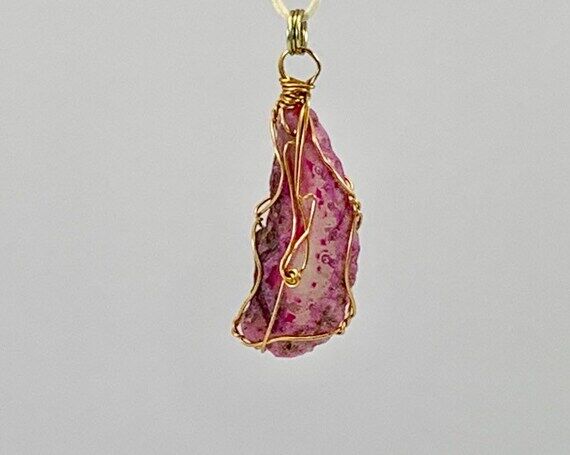 Wire Wrapped Pink Agate Slice Necklace – Go...