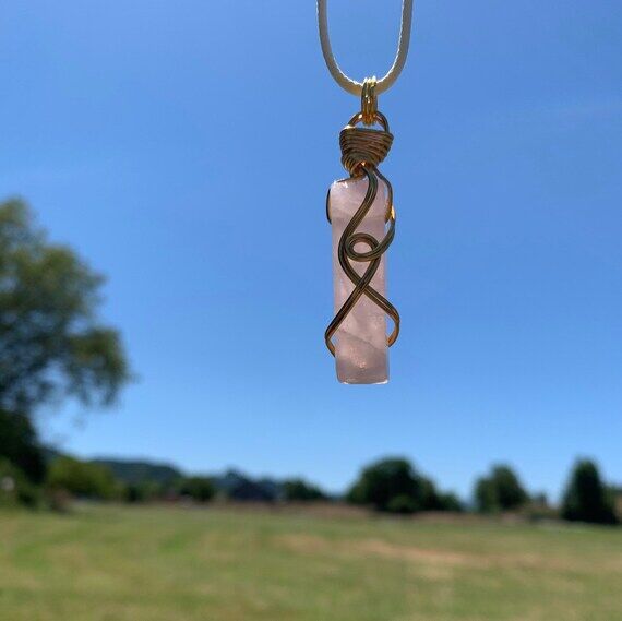 Rose Quartz Crystal Wire Wrapped Pendant – ...