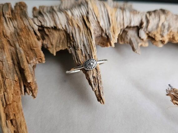 Dainty Concho Stacking Ring. Recycled Silver ...
