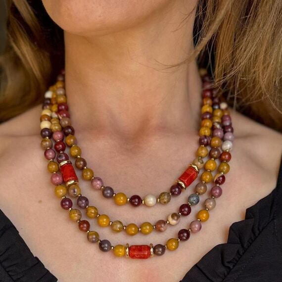 Layered Gemstone Necklace: Natural Jasper Jew...