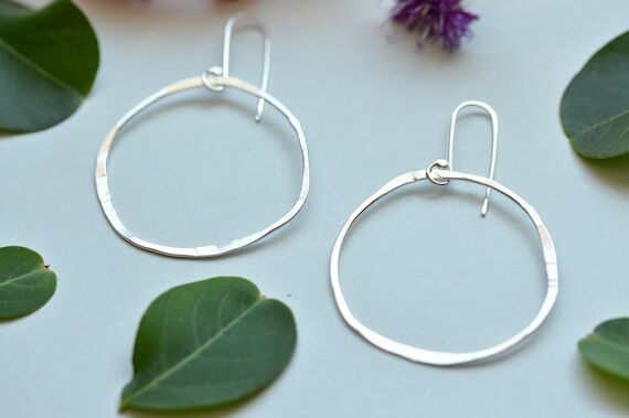 Boho silver hoops, everyday earrings, dangle...