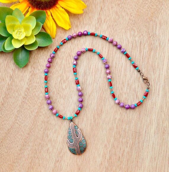 Purple Sea Sediment Jasper Necklace with Copp...