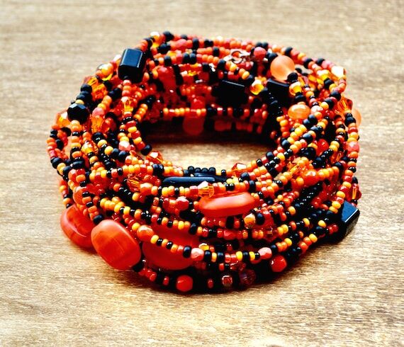 Candy Corn Seed Bead Bracelet with Halloween ...