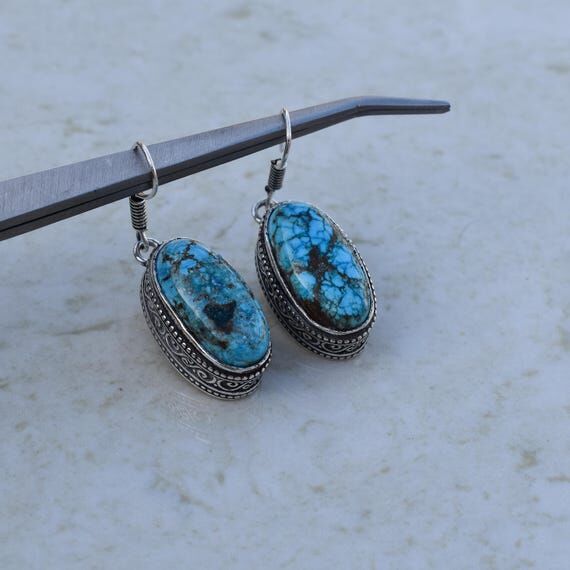 Mohave Turquoise Dangle Drop Earrings, 925 St...