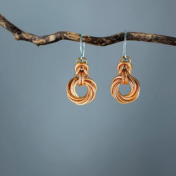 7 Ring Love Knot for 7th Anniversary, Copper...