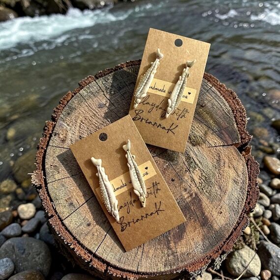 Sturgeon fish polymer clay earrings! (1 pair)...