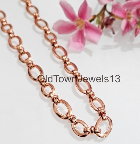 Handmade Solid Copper Chain Necklace, Antique...