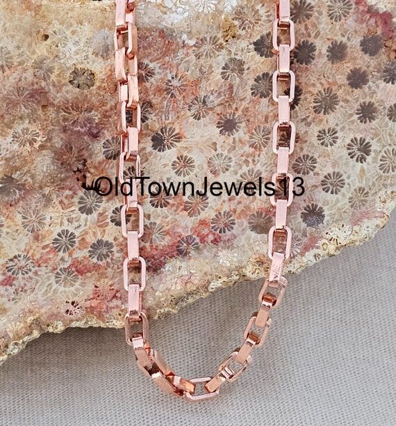 Handmade Pure Copper Wheat Figaro Chain Neckl...