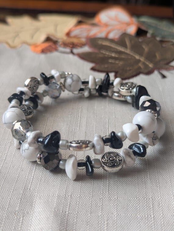 Black and White Wrap Bracelet...