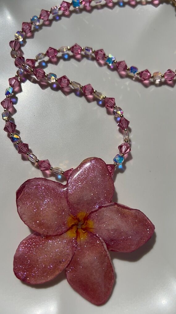 Real Plumeria Flower Necklace, Tropical Boho ...