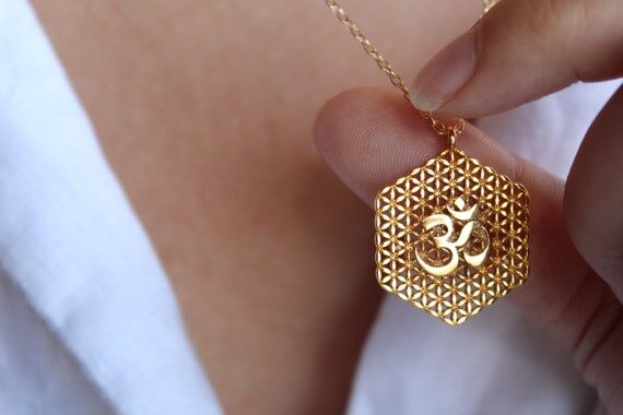 Gold Filled Ohm Necklace: Spiritual Yoga Pend...