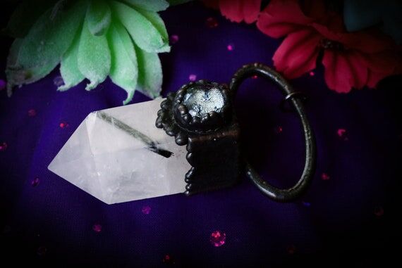 Large Tourmalinated Quartz Point Necklace, Wi...