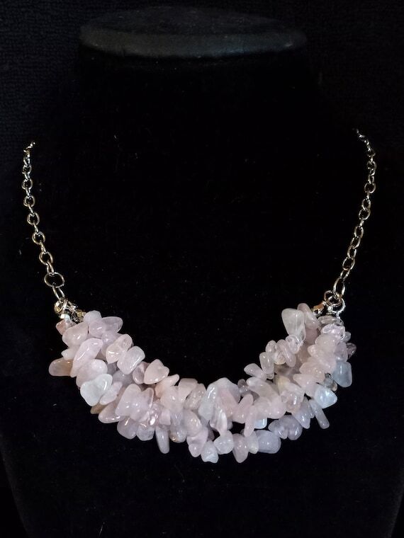Rose Quartz Multi-Strand Necklace and Earring...