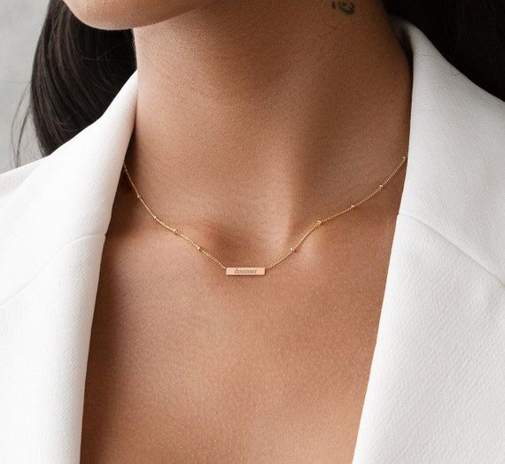 Tiny Bar Necklace, Custom Necklace, Dainty Ba...