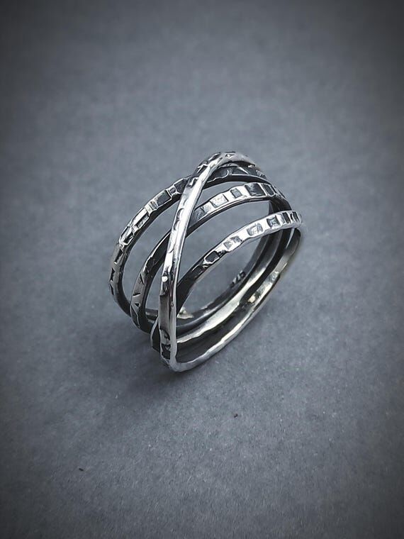 Handcrafted Textured Wrap Ring - Sterling Sil...