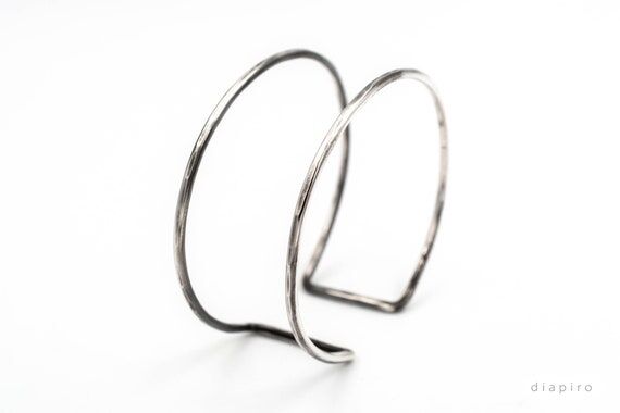 Sterling Silver Double Bar Cuff Bracelet: Han...