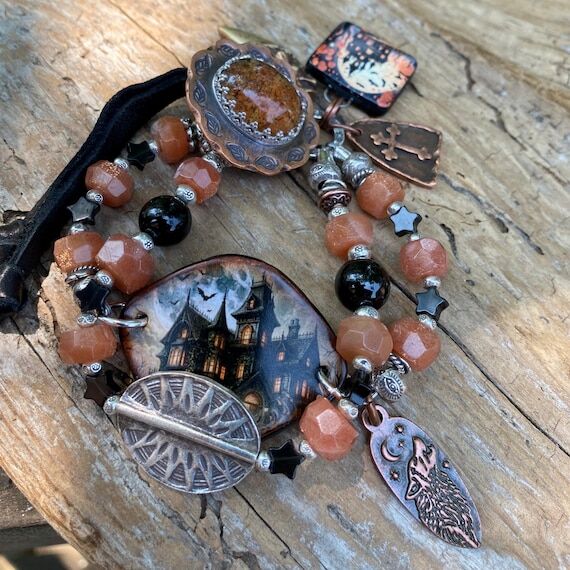 Haunted House Bracelet: Ceramic Bracelet Cuff...