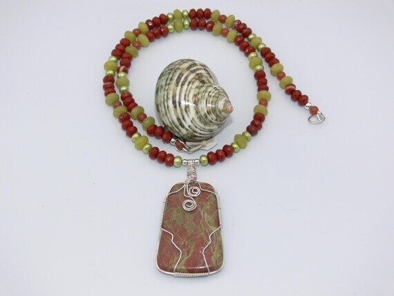 Reversible Sterling Silver Wire Wrapped Red a...