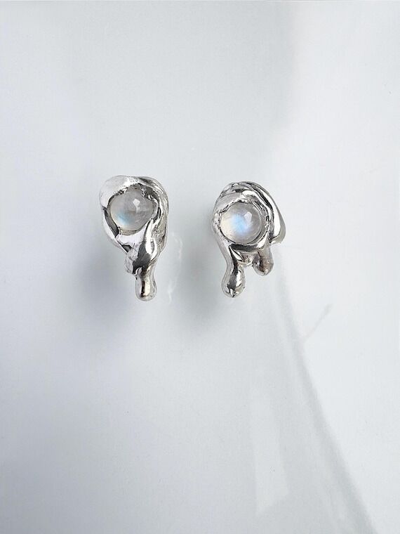 Sterling Silver Dripping Moonstone Earrings, ...