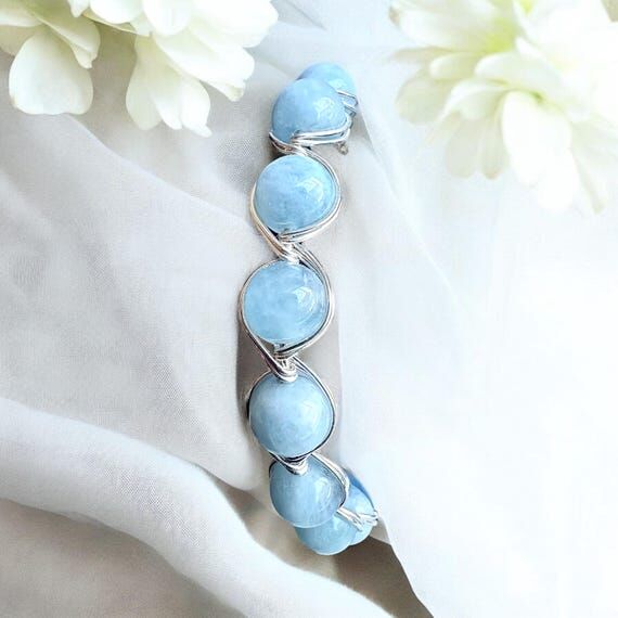 Aquamarine Gemstone Bracelet - Handmade to Or...