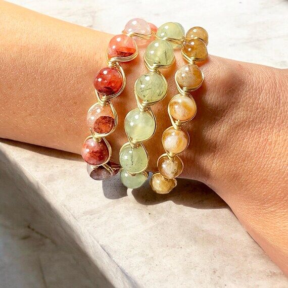 Handmade Fire Quartz Gemstone Bracelet – Go...