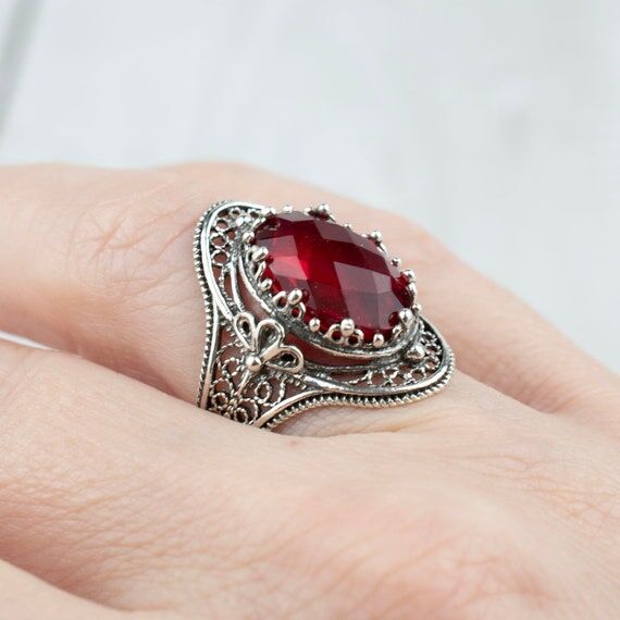 Ruby Gemstone Sterling Silver Woman Cocktail ...