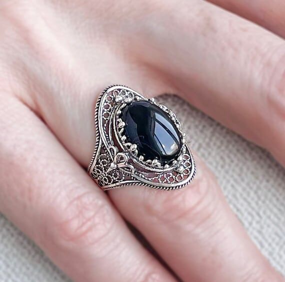 Black Onyx Gemstone 925 Sterling Silver Woman...