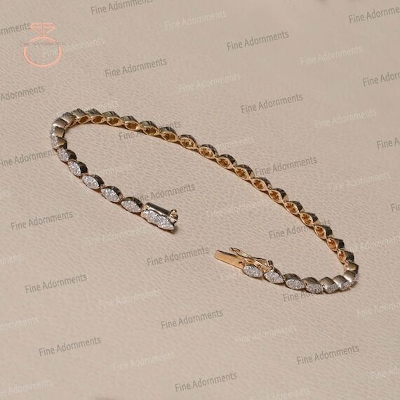 Real Natural Diamond Solid 14k Yellow Gold Br...
